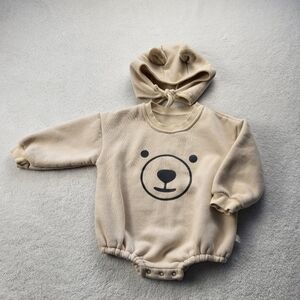 Baby Bear Onsie and Baby Bear Ears Bonnet Size 2 Toddler Tan